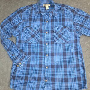 Duluth Trading Co men's blue plaid flannel heavyweight shirt M